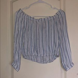 Off the shoulder striped shirt